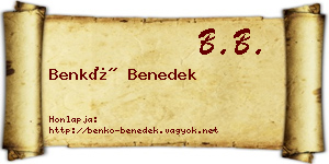 Benkő Benedek névjegykártya